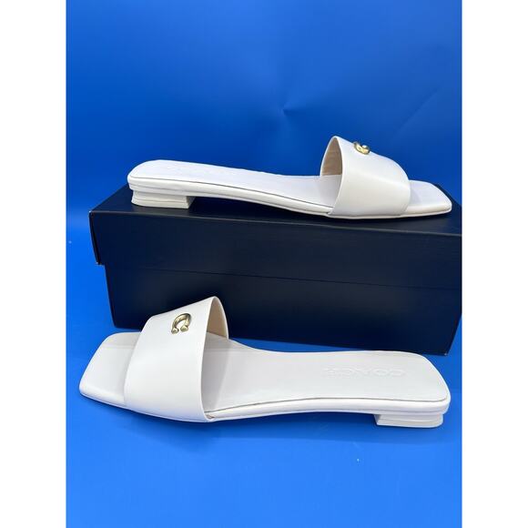 COACH Women's Sculpt C Logo Leather Slide Flat Sandals Sz 8 optic White NIB - Picture 4 of 11